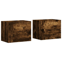 vidaXL Wall-mounted Bedside Cabinets 2 pcs Smoked Oak 45x30x35 cm 2