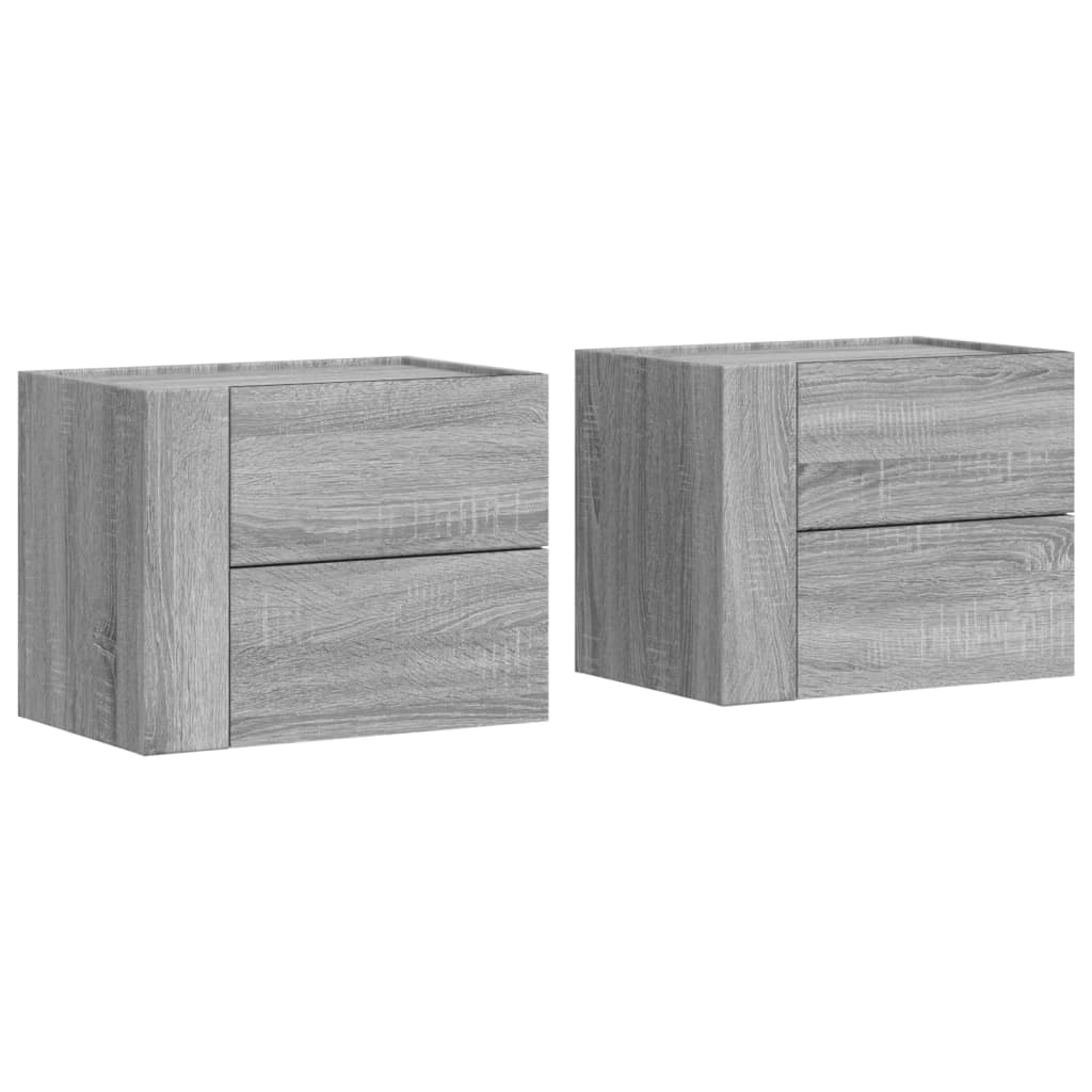 vidaXL Wall-mounted Bedside Cabinets 2 pcs Grey Sonoma 45x30x35 cm 2