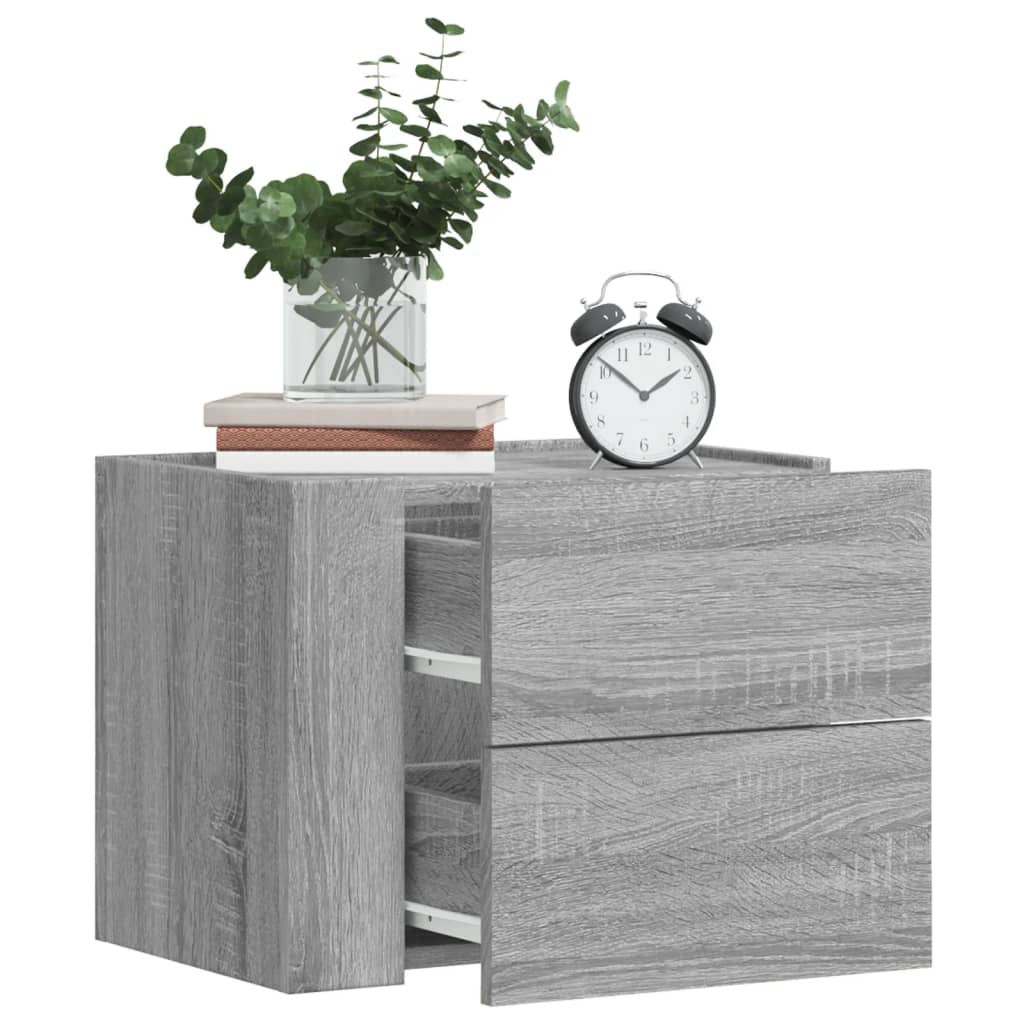 Wall-mounted Bedside Cabinet in Grey Sonoma