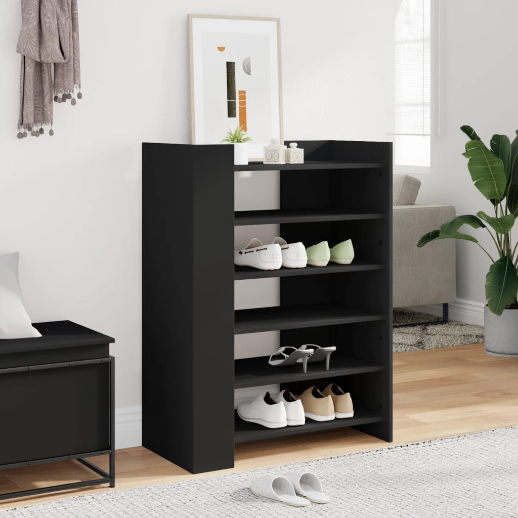 vidaXL Shoe Cabinet Black 74.5x37.5x100 cm Engineered Wood 1