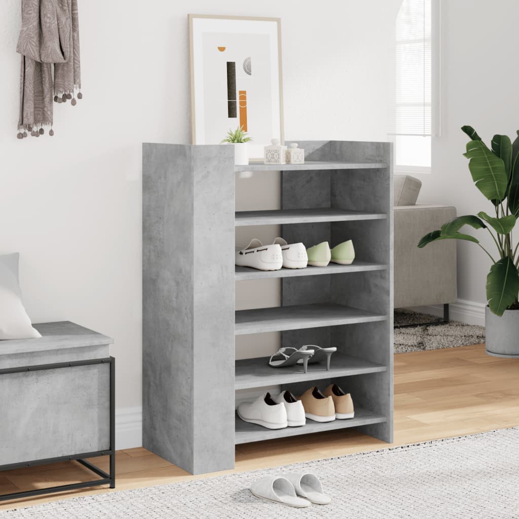vidaXL Shoe Cabinet Concrete Grey 74.5x37.5x100 cm Engineered Wood 1
