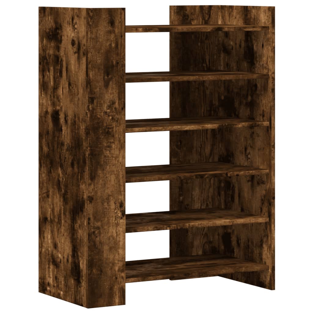 vidaXL Shoe Cabinet Smoked Oak 74.5x37.5x100 cm Engineered Wood 2