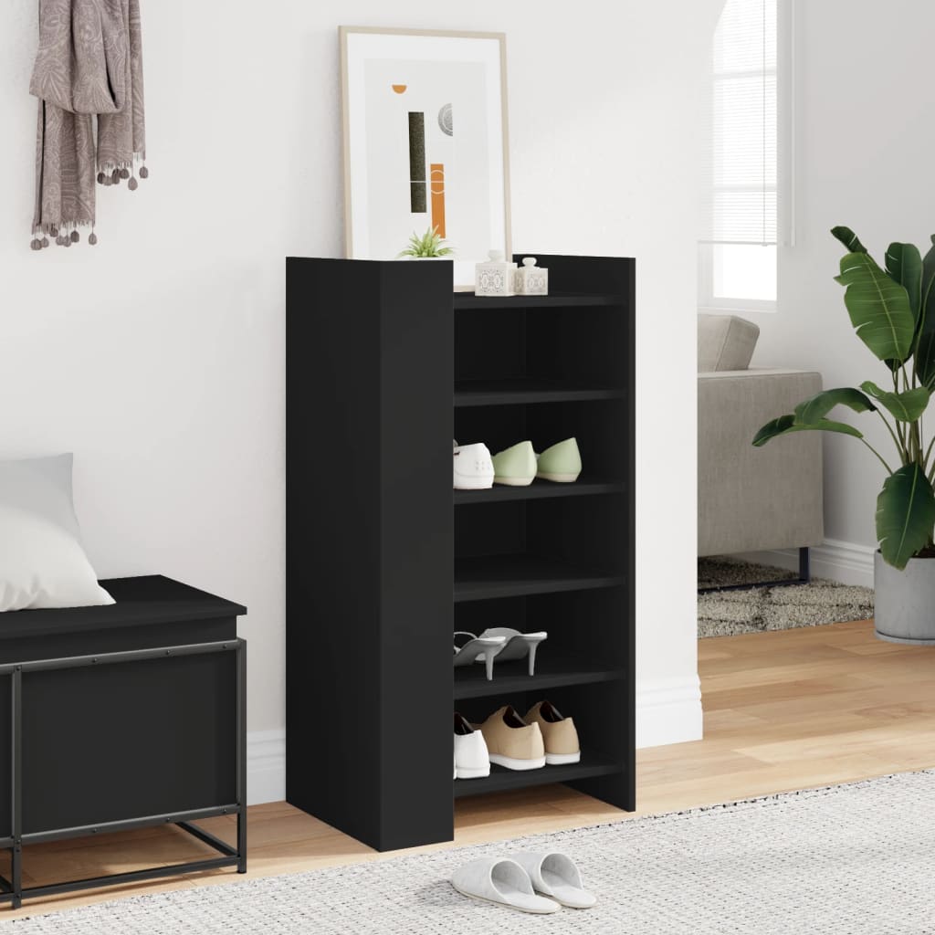 vidaXL Shoe Cabinet Black 52x37.5x100 cm Engineered Wood 3