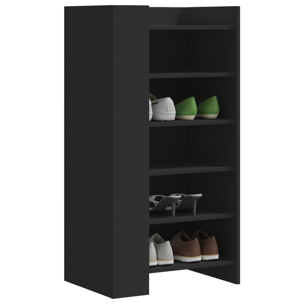 vidaXL Shoe Cabinet Black 52x37.5x100 cm Engineered Wood 1