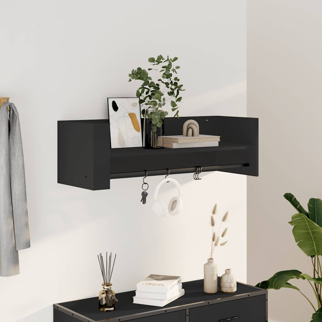 vidaXL Wall Shelf Black 100x35x30.5 cm Engineered Wood 1