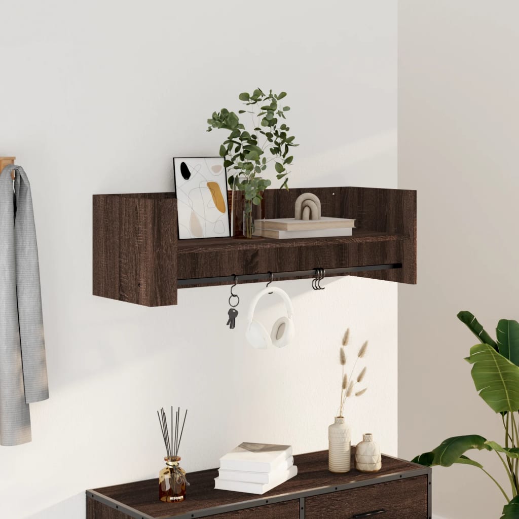 vidaXL Wall Shelf Brown Oak 100x35x30.5 cm Engineered Wood 1