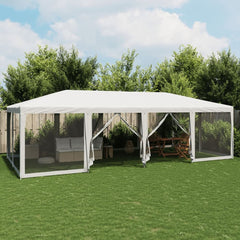 Party Tent with 12 Mesh Sidewalls 8x4 m HDPE with 12 Sidewalls White