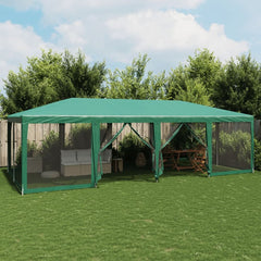 Party Tent with 12 Mesh Sidewalls 8x4 m HDPE with 12 Sidewalls Green