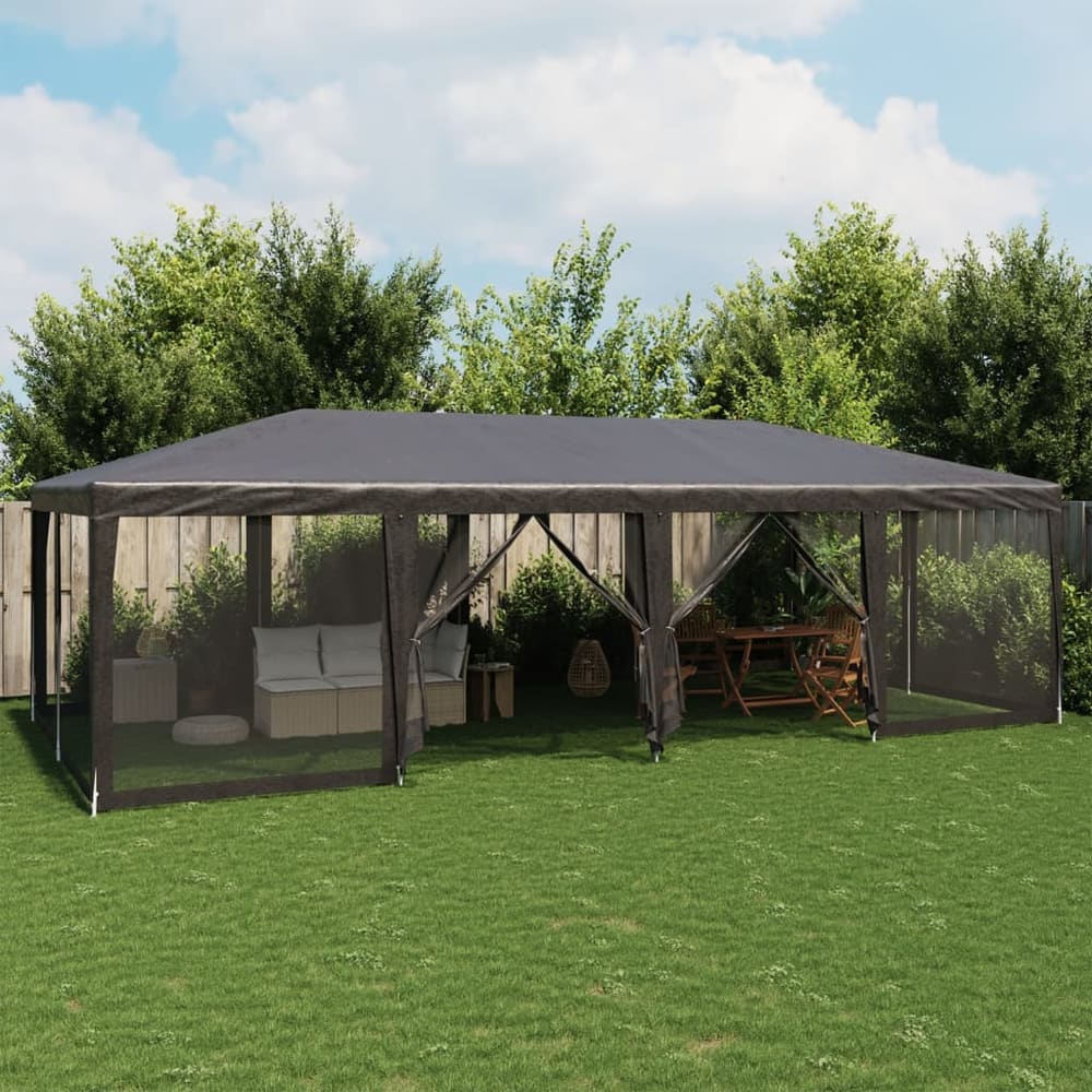 Party Tent with 12 Mesh Sidewalls 8x4 m HDPE with 12 Sidewalls Anthracite