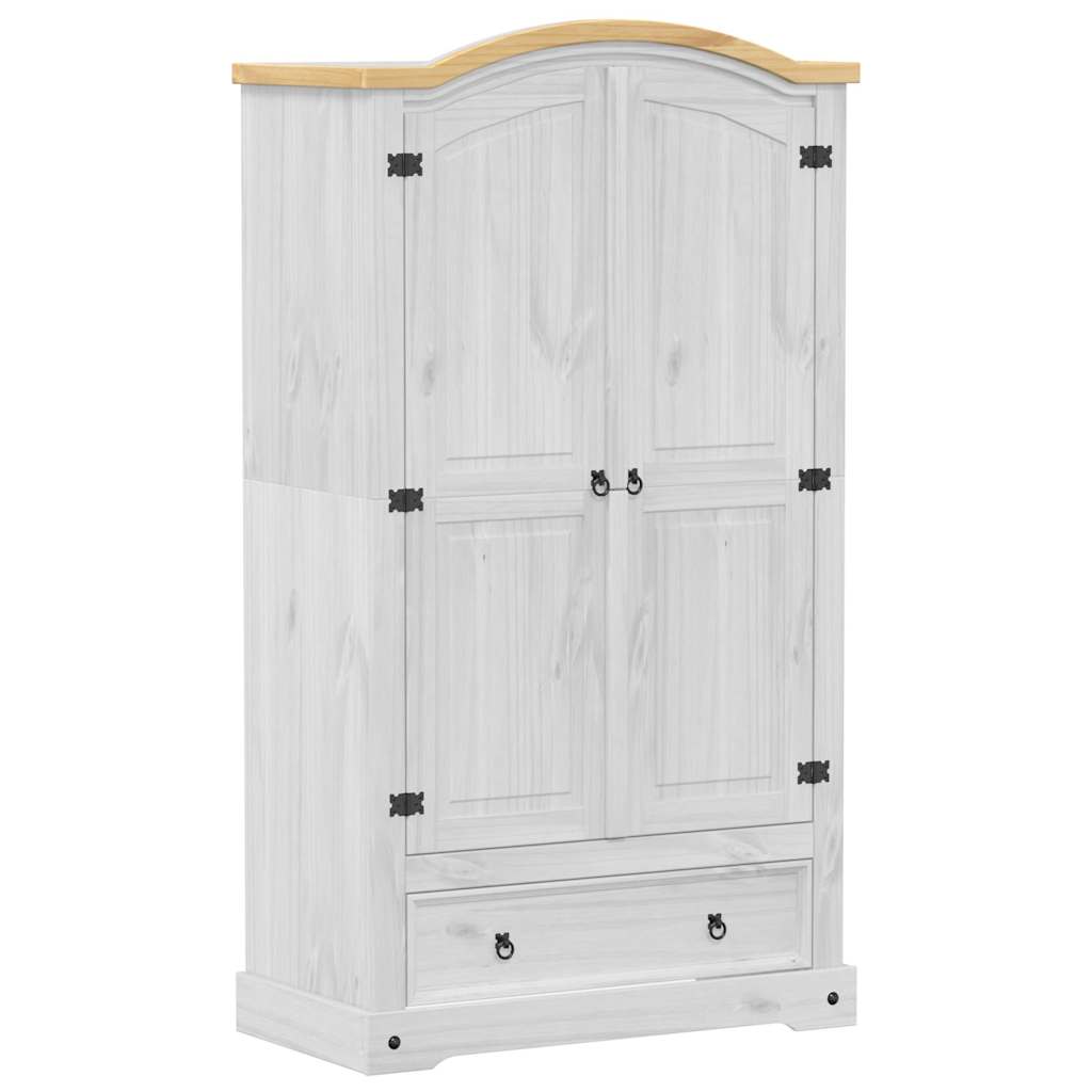 vidaXL Wardrobe "Corona" White 102x52x186 cm Solid Wood Pine 2