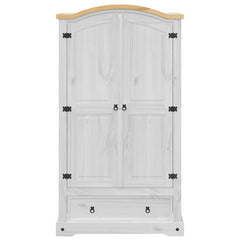 vidaXL Wardrobe "Corona" White 102x52x186 cm Solid Wood Pine 3