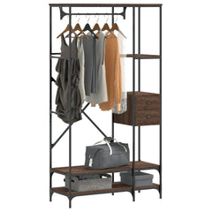 Clothes Rack with Shelves Engineered Wood Brown oak