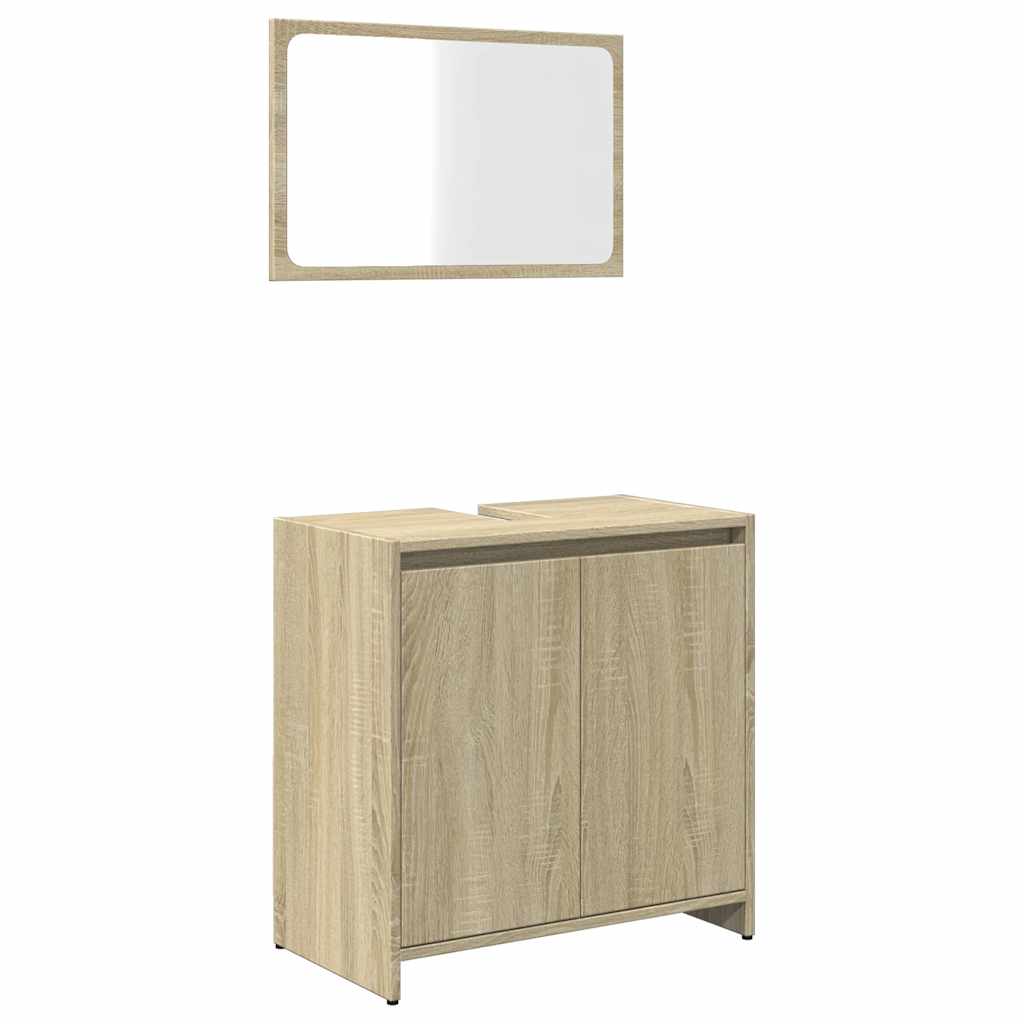 vidaXL Bathroom Furniture Set Sonoma Oak Engineered Wood 2