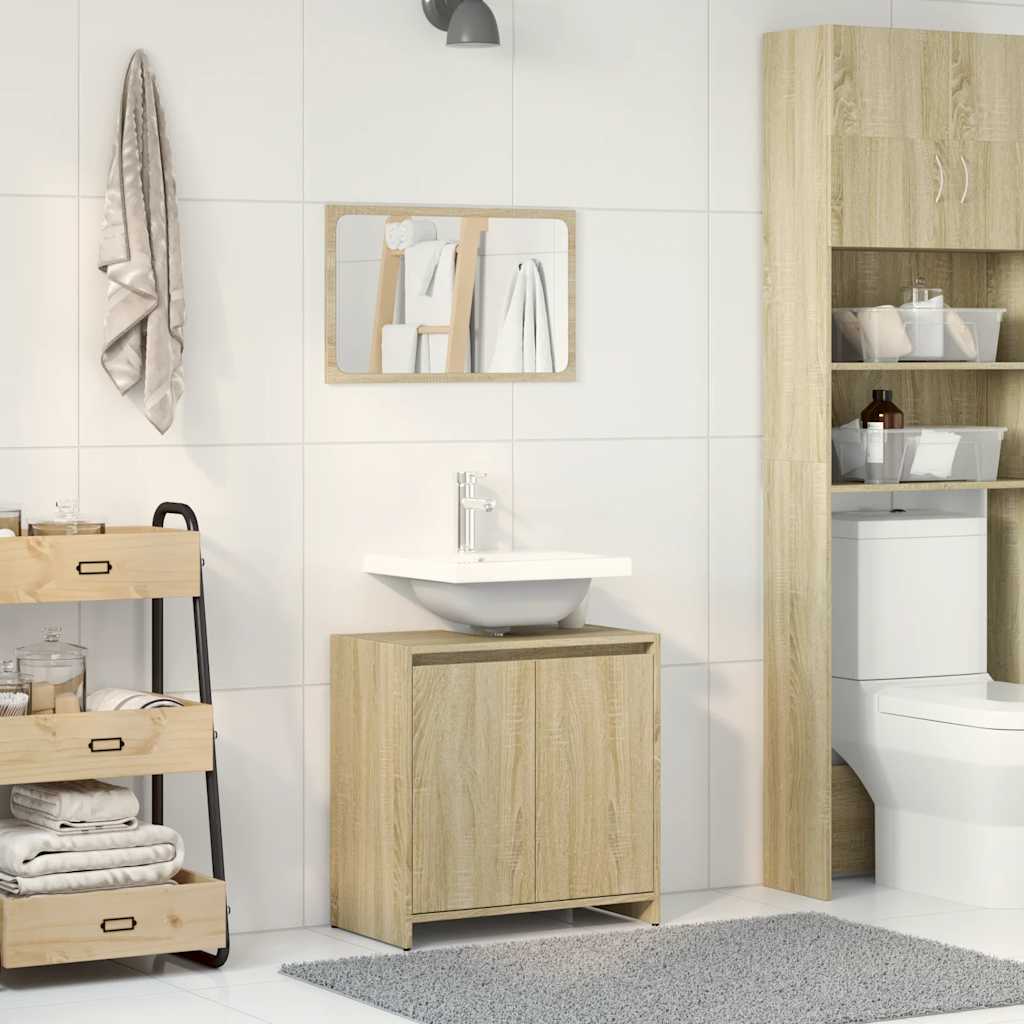 vidaXL Bathroom Furniture Set Sonoma Oak Engineered Wood 3