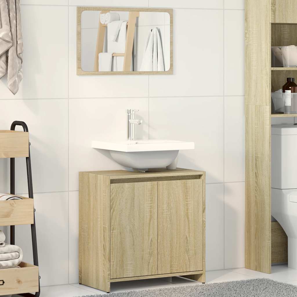 vidaXL Bathroom Furniture Set Sonoma Oak Engineered Wood 1