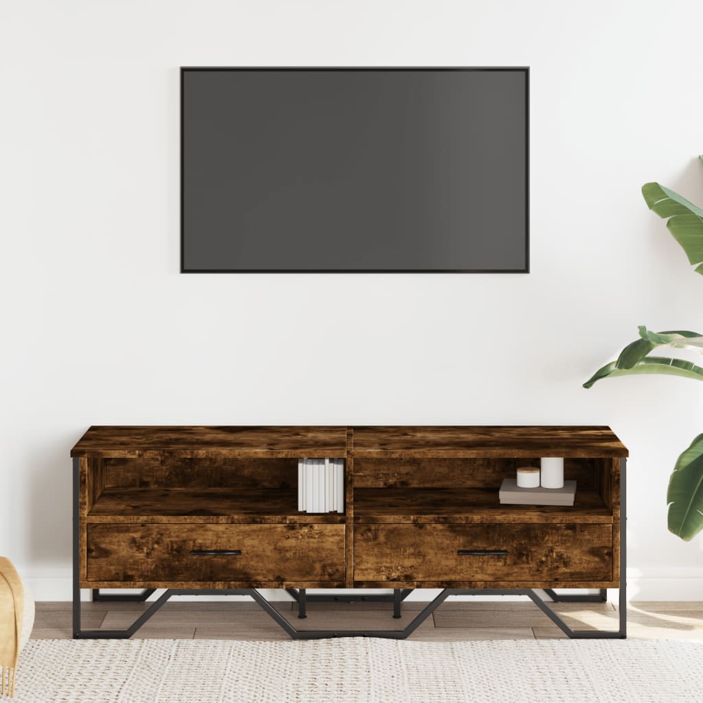 vidaXL TV Cabinet Smoked Oak 122x34x41 cm Engineered Wood 3