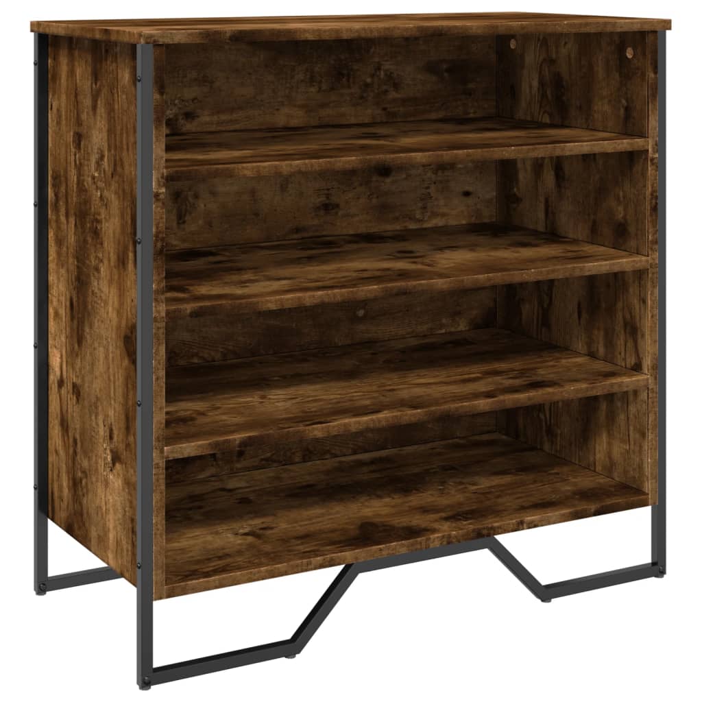 vidaXL Shoe Cabinet Smoked Oak 80x38x78 cm Engineered Wood 2