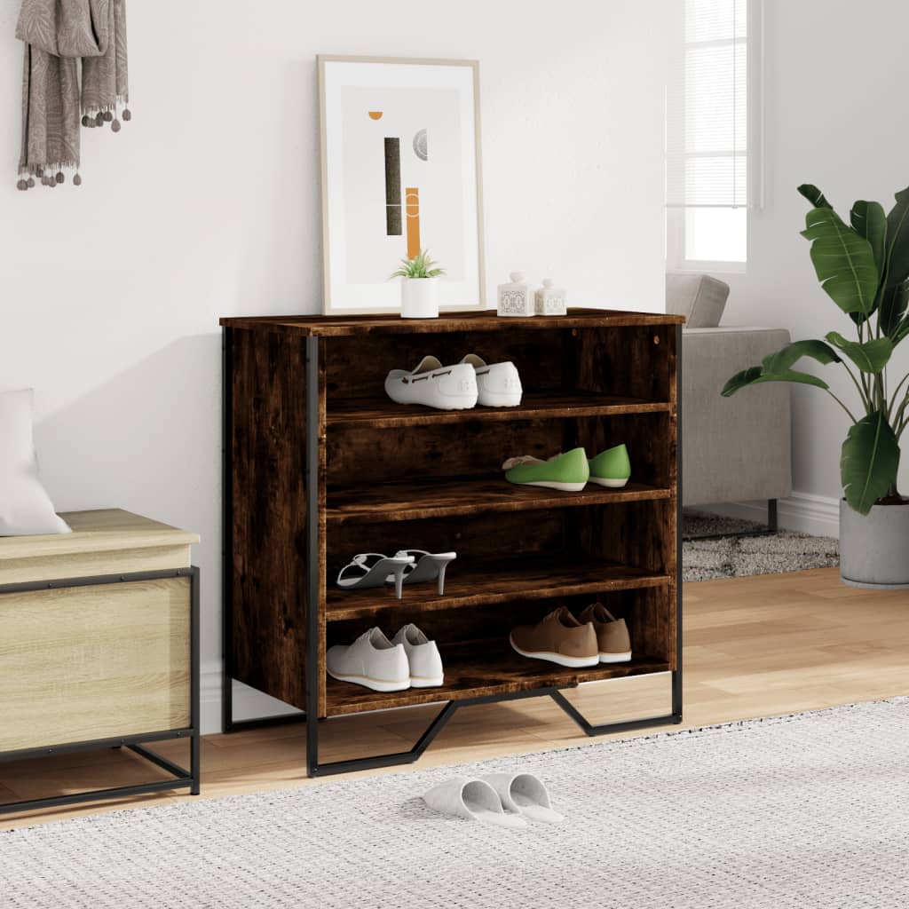 vidaXL Shoe Cabinet Smoked Oak 80x38x78 cm Engineered Wood 3