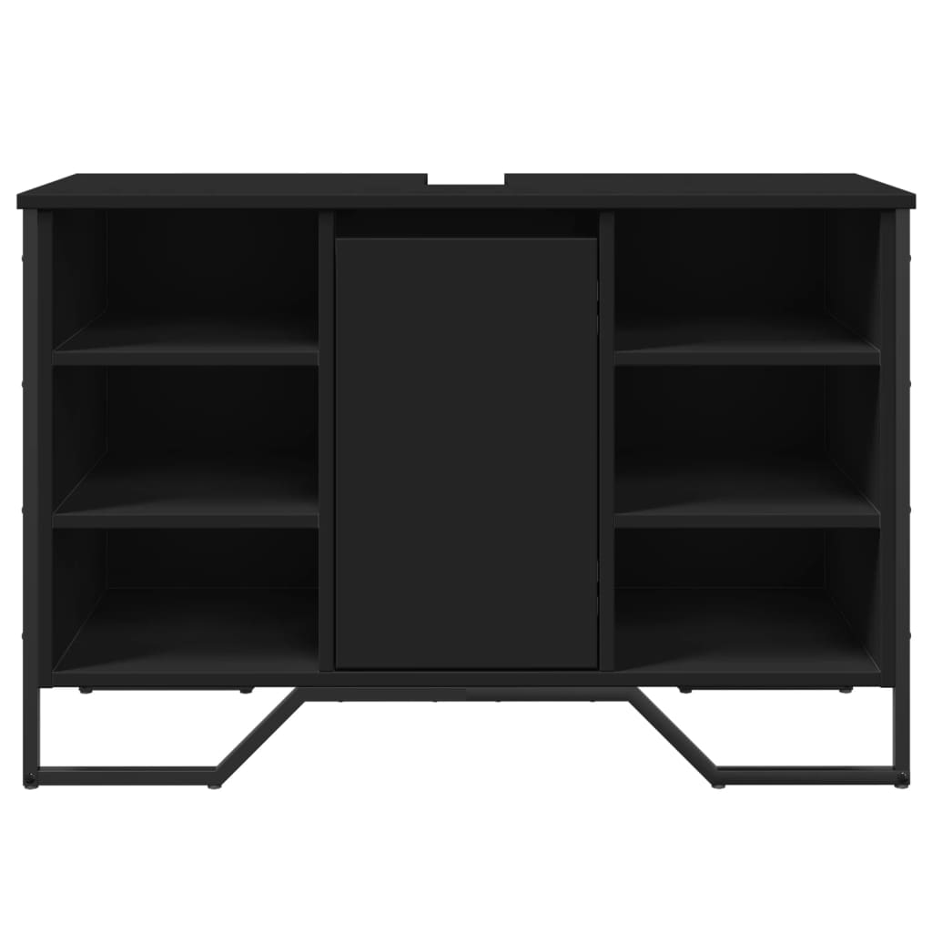 vidaXL Bathroom Sink Cabinet Black 91x35x60 cm Engineered Wood 4