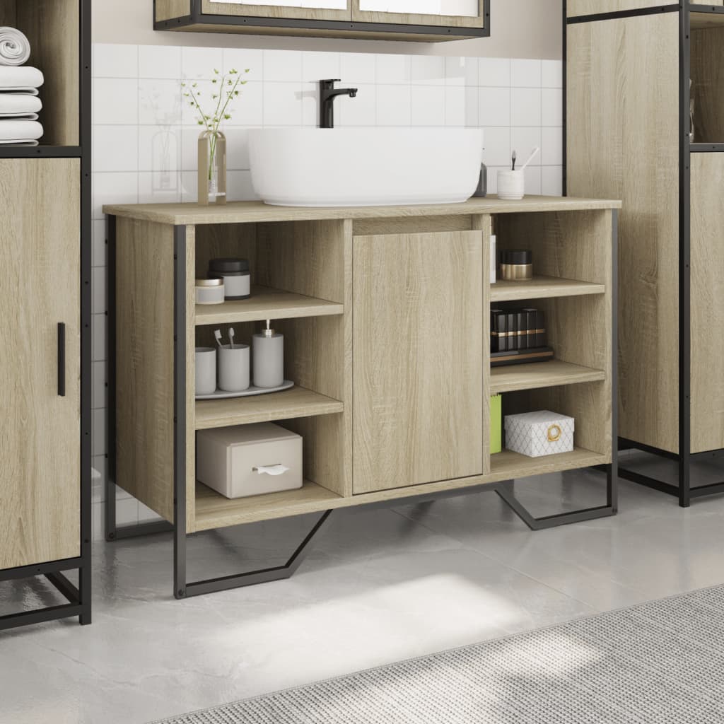 vidaXL Bathroom Sink Cabinet Sonoma Oak 91x35x60 cm Engineered Wood 3