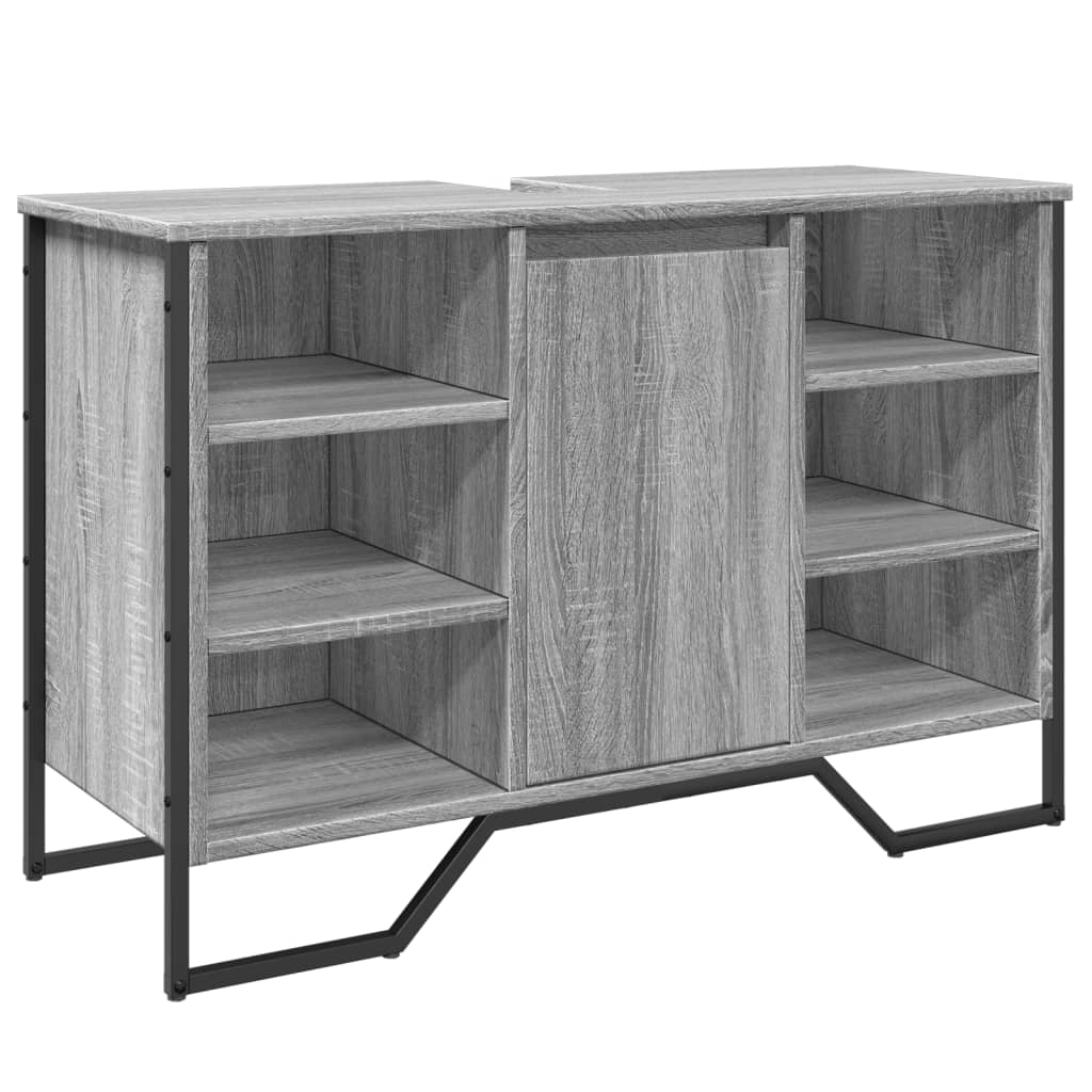 vidaXL Bathroom Sink Cabinet Grey Sonoma 91x35x60 cm Engineered Wood 2