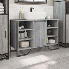 vidaXL Bathroom Sink Cabinet Grey Sonoma 91x35x60 cm Engineered Wood 3