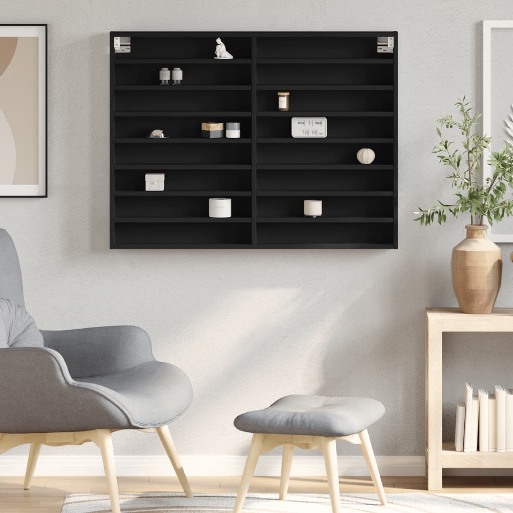 vidaXL Vitrine Cabinet Black 100x8.5x75 cm Engineered Wood 3