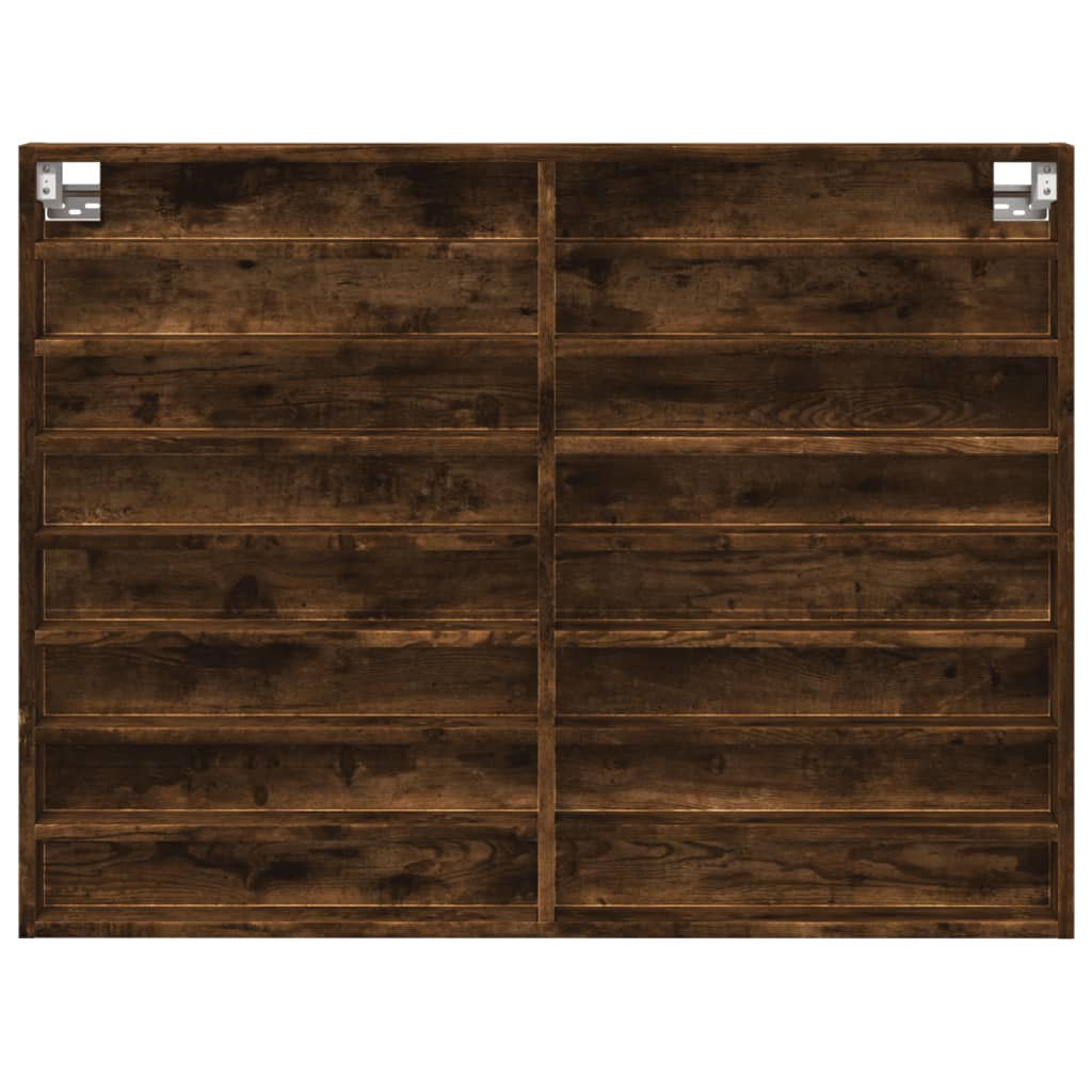 vidaXL Vitrine Cabinet Smoked Oak 100x8.5x75 cm Engineered Wood 4