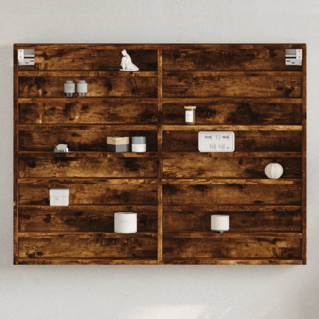 vidaXL Vitrine Cabinet Smoked Oak 100x8.5x75 cm Engineered Wood 1