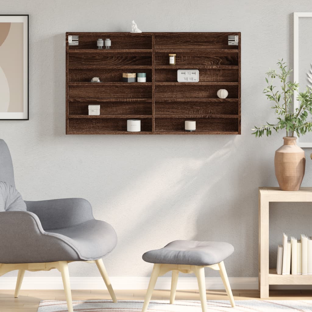 vidaXL Vitrine Cabinet Brown Oak 100x8.5x58 cm Engineered Wood 3