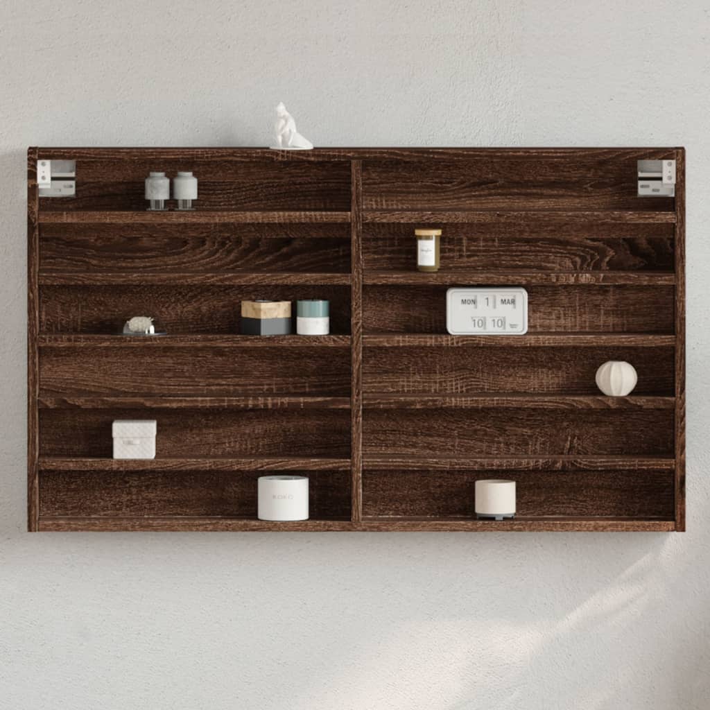 vidaXL Vitrine Cabinet Brown Oak 100x8.5x58 cm Engineered Wood 1
