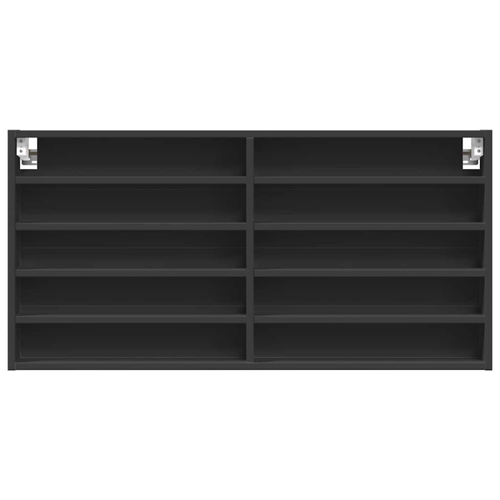 vidaXL Vitrine Cabinet Black 100x8.5x50 cm Engineered Wood 4