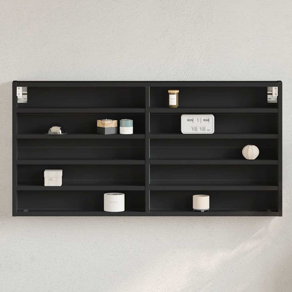 vidaXL Vitrine Cabinet Black 100x8.5x50 cm Engineered Wood 1