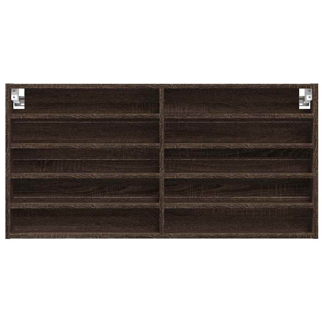 vidaXL Vitrine Cabinet Brown Oak 100x8.5x50 cm Engineered Wood 4