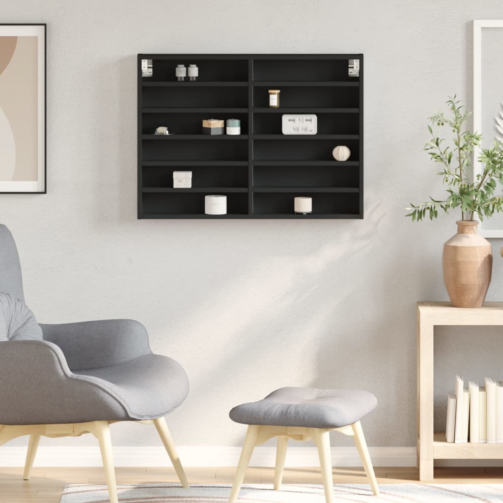 vidaXL Vitrine Cabinet Black 80x8.5x58 cm Engineered Wood 3