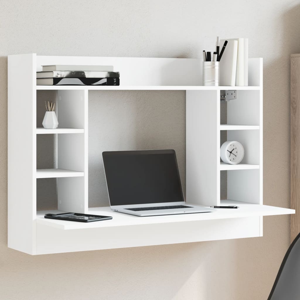 vidaXL Wall-Mounted Desk White 105x48x75 cm Engineered Wood 1