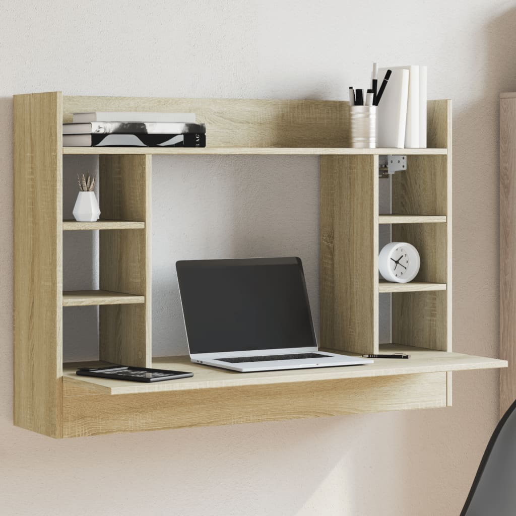 Wall-Mounted Desk 105x48x75 cm Engineered Wood Sonoma oak