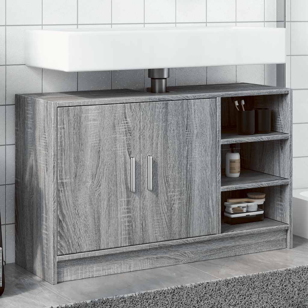 vidaXL Sink Cabinet Grey Sonoma 90x29x55 cm Engineered Wood 1