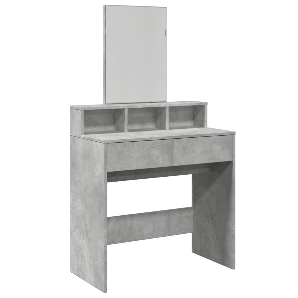 vidaXL Dressing Table with Mirror Concrete Grey 80x41x144.5 cm 2