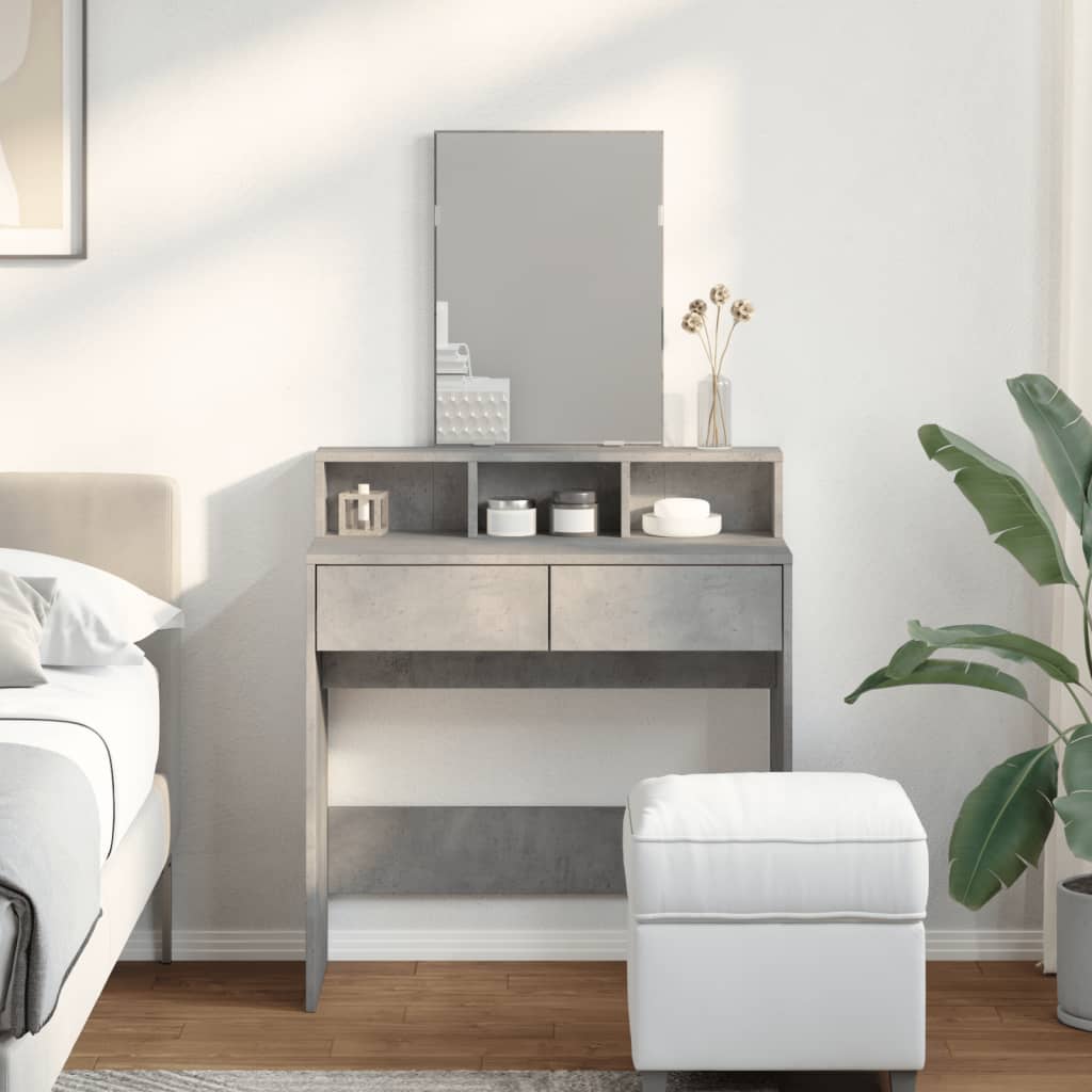 vidaXL Dressing Table with Mirror Concrete Grey 80x41x144.5 cm 3