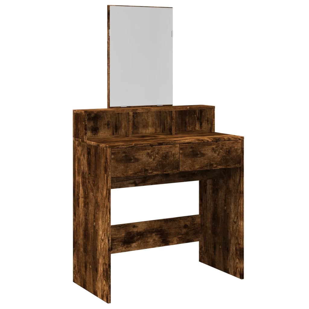 vidaXL Dressing Table with Mirror Smoked Oak 80x41x144.5 cm 2