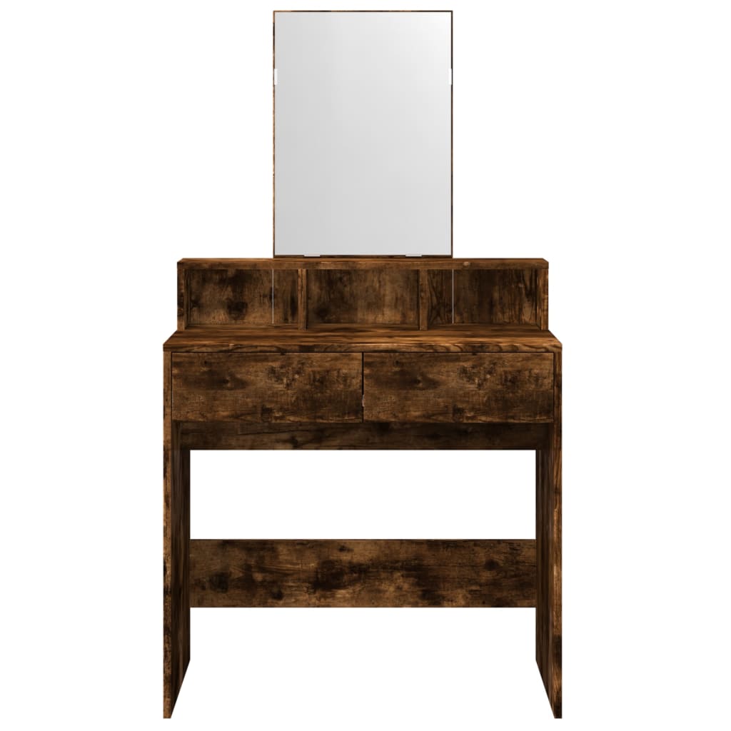 vidaXL Dressing Table with Mirror Smoked Oak 80x41x144.5 cm 4