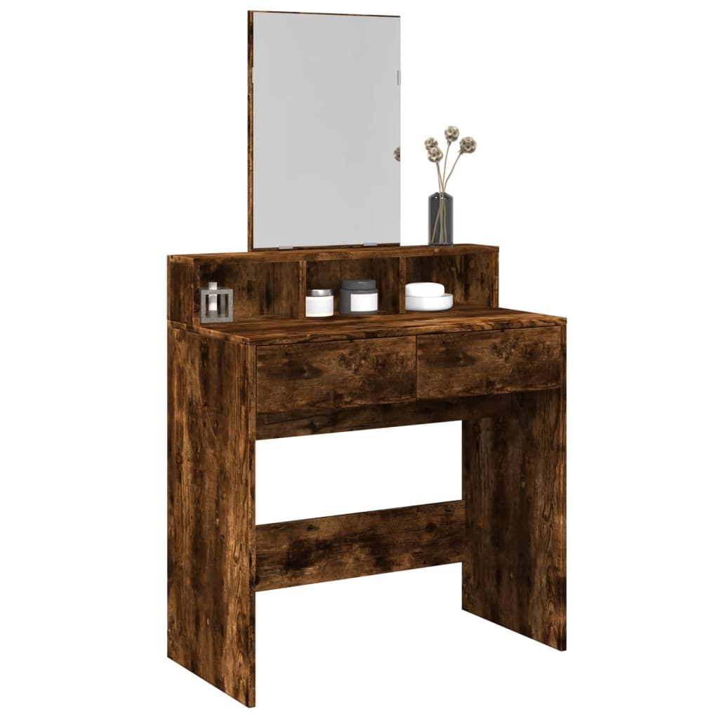 vidaXL Dressing Table with Mirror Smoked Oak 80x41x144.5 cm 1