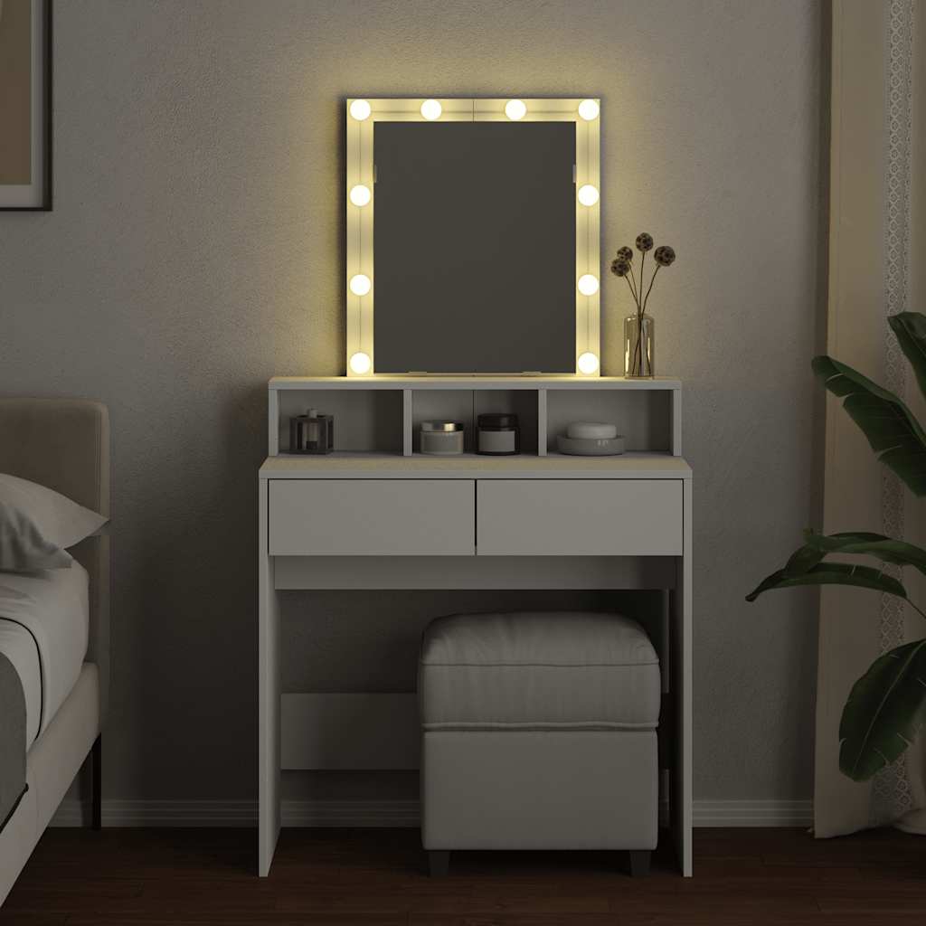 vidaXL Dressing Table with LED White 80x41x144.5 cm 3
