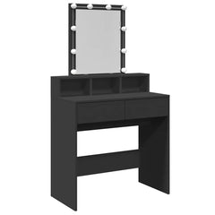 vidaXL Dressing Table with LED Black 80x41x144.5 cm 2