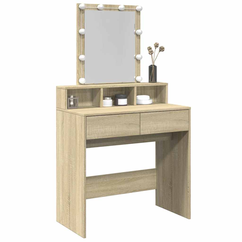 vidaXL Dressing Table with LED Sonoma Oak 80x41x144.5 cm 4