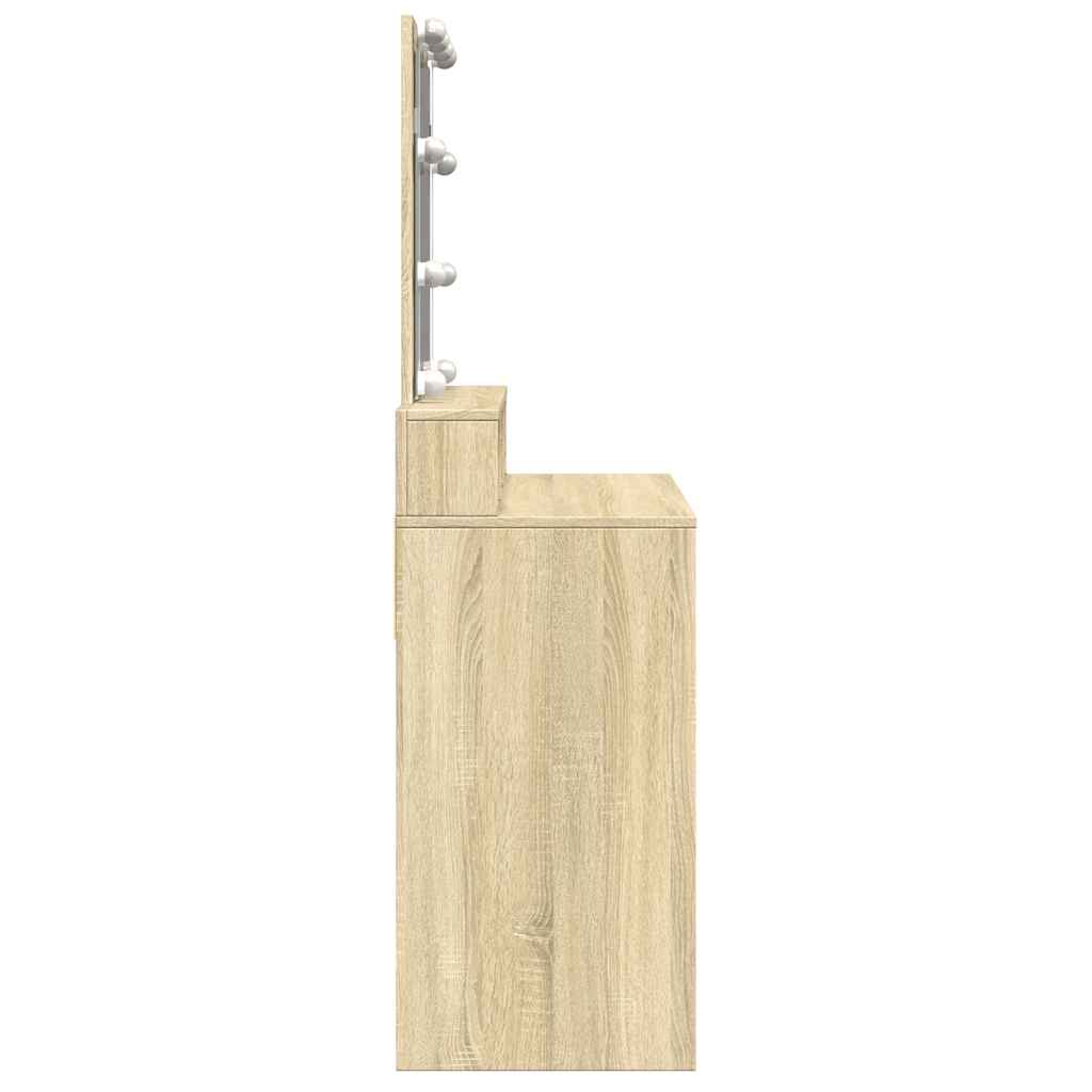 vidaXL Dressing Table with LED Sonoma Oak 80x41x144.5 cm 6