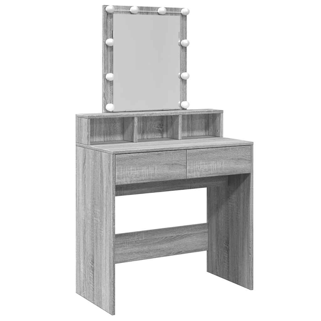 vidaXL Dressing Table with LED Grey Sonoma 80x41x144.5 cm 2