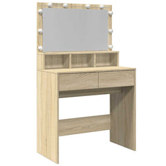vidaXL Dressing Table with LED Sonoma Oak 80x41x134.5 cm 2