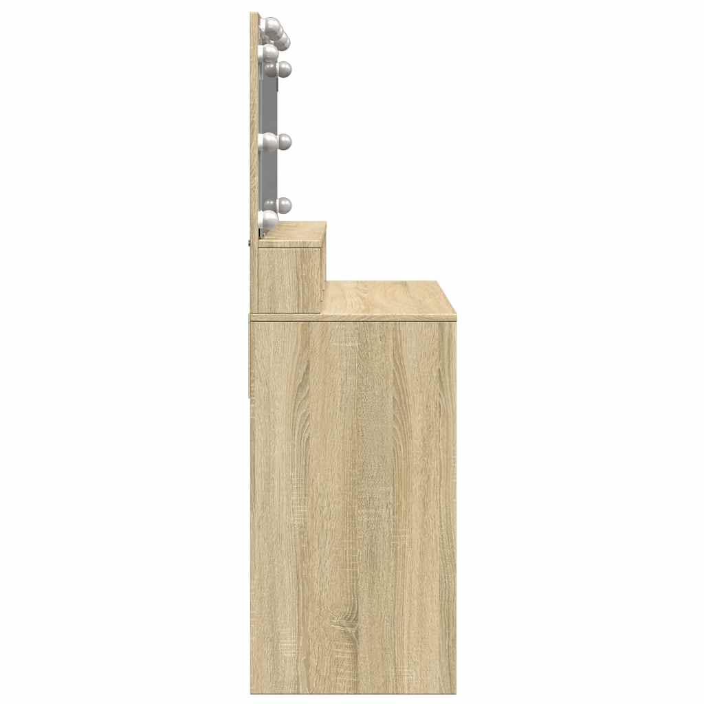 vidaXL Dressing Table with LED Sonoma Oak 80x41x134.5 cm 6